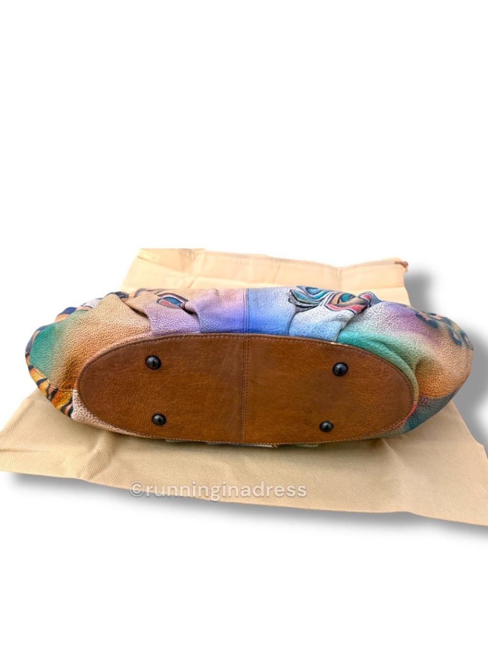 NWT Premium Anuschka Hand Painted Leather Collage S.M.D.C Hobo Peacock Butterfly - Picture 4 of 16